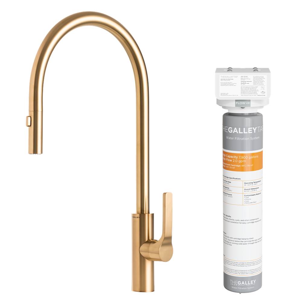 The Galley - Ideal Tap High Flow in PVD Brushed Gold Stainless Steel and Water Filtration System - PVD Brushed Gold