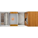 The Galley - Ideal Work&WashStationE 4D with Five Tool Culinary Kit and Four Tool Wash Kit in Natural Golden Bamboo / Exclusive Gray Resin+ - Natural Golden Bamboo