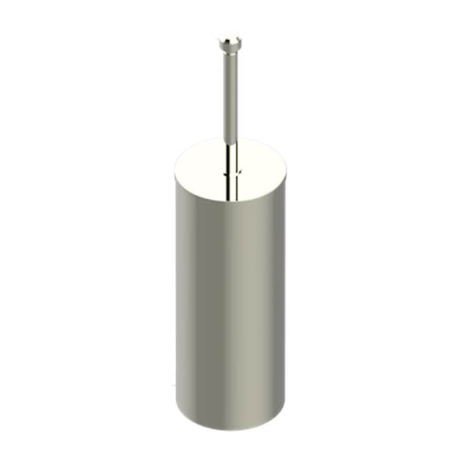 THG - Metal Toilet Brush Holder With Brush With Cover Floor Mounted - Nickel Polished