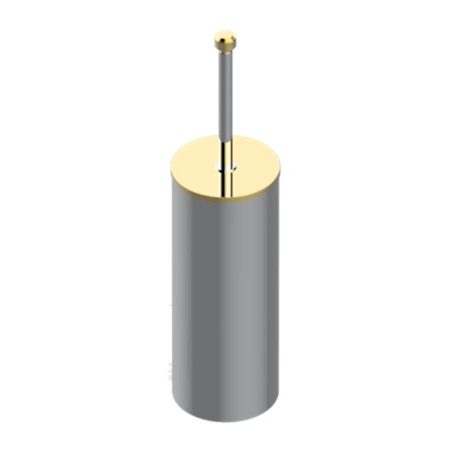 THG - Metal Toilet Brush Holder With Brush With Cover Floor Mounted - Chrome Polished Gold Polished