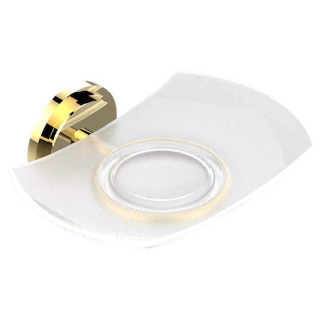 THG - Glass Soap Dish, Wall Mounted - Gold Polished