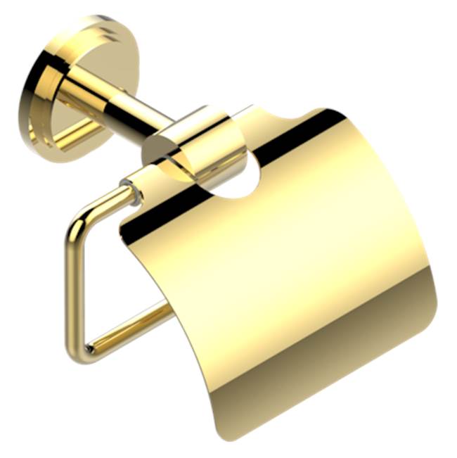 THG - Toilet Paper Holder, Single Mount With Cover - Gold Polished