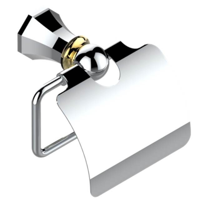 THG - Toilet Paper Holder, Single Mount With Cover - Chrome Polished Gold Polished