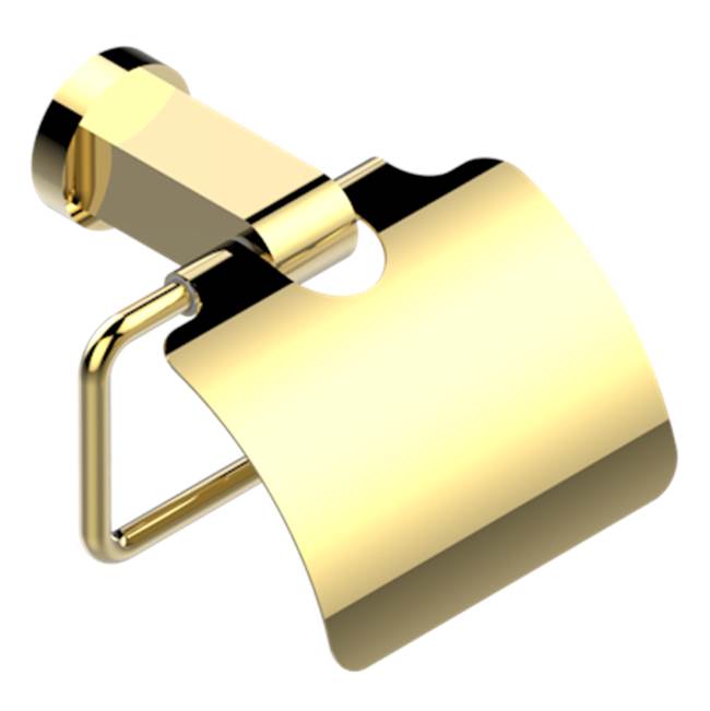 THG - Toilet Paper Holder, Single Mount With Cover - Gold Polished