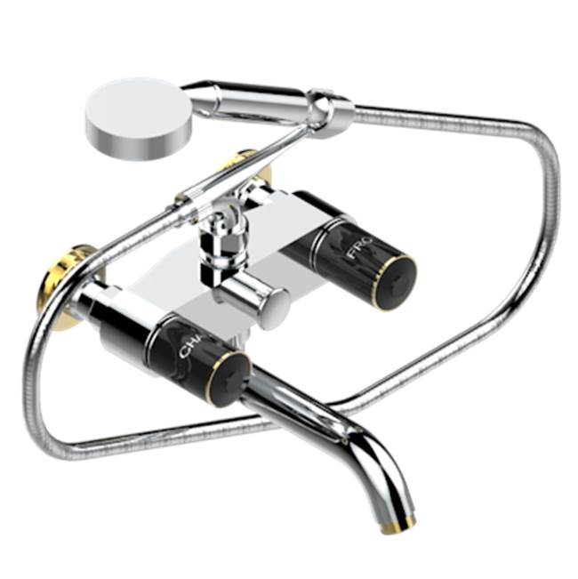 THG - Exposed Tub Filler With Cradle Handshower, Wall Mounted - Chrome Polished Gold Polished
