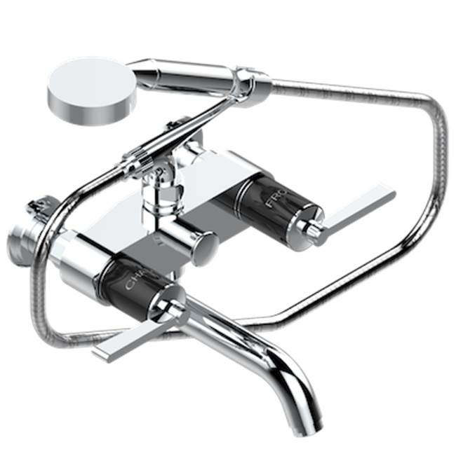 THG - Exposed Tub Filler With Cradle Handshower, Wall Mounted - Matt Umber PVD