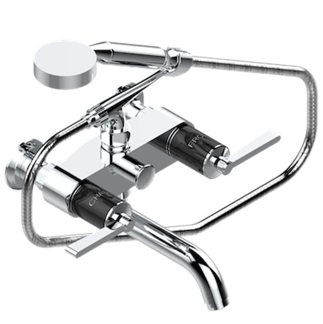 THG - Exposed Tub Filler With Cradle Handshower, Wall Mounted - Matt Umber PVD