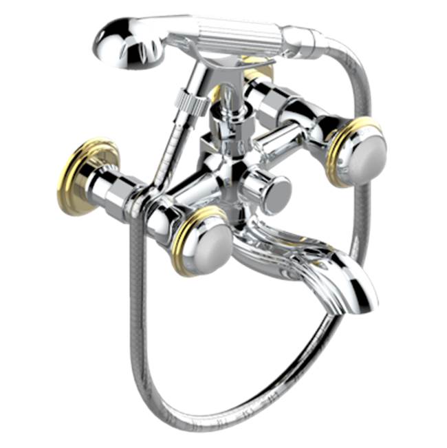 THG - Exposed Tub Filler With Cradle Handshower, Wall Mounted - Chrome Polished Gold Polished
