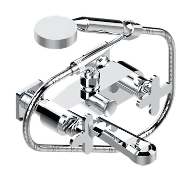 THG - Exposed Tub Filler With Cradle Handshower, Wall Mounted - Matt Umber PVD