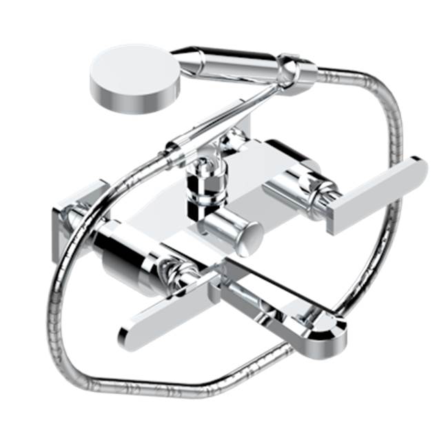 THG - Exposed Tub Filler With Cradle Handshower, Wall Mounted - Matt Umber PVD