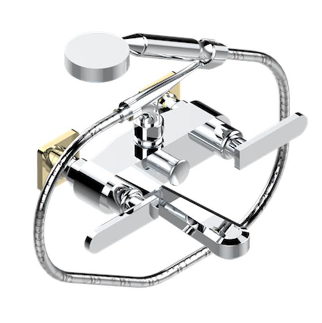 THG - Exposed Tub Filler With Cradle Handshower, Wall Mounted - Chrome Polished Gold Polished