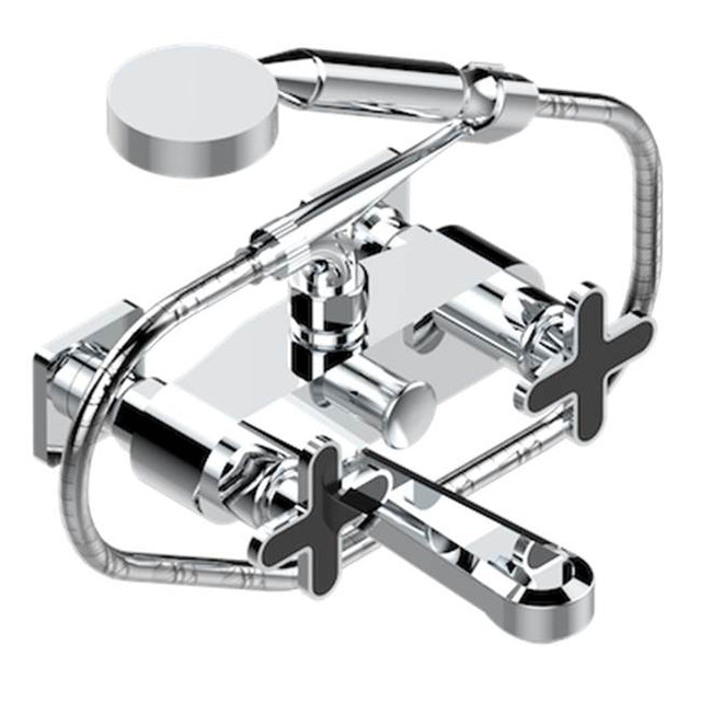 THG - Exposed Tub Filler With Cradle Handshower, Wall Mounted - Matt Umber PVD