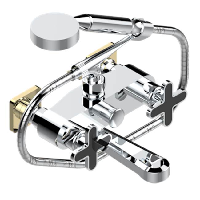 THG - Exposed Tub Filler With Cradle Handshower, Wall Mounted - Chrome Polished Gold Polished