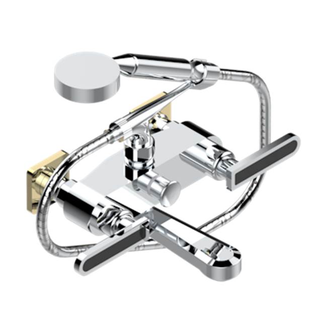 THG - Exposed Tub Filler With Cradle Handshower, Wall Mounted - Chrome Polished Gold Polished