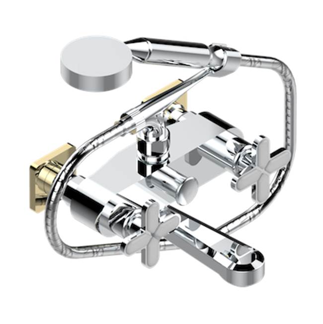 THG - Exposed Tub Filler With Cradle Handshower, Wall Mounted - Chrome Polished Gold Polished