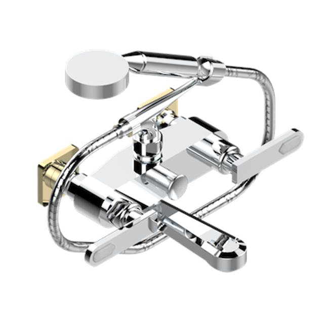 THG - Exposed Tub Filler With Cradle Handshower, Wall Mounted - Chrome Polished Gold Polished