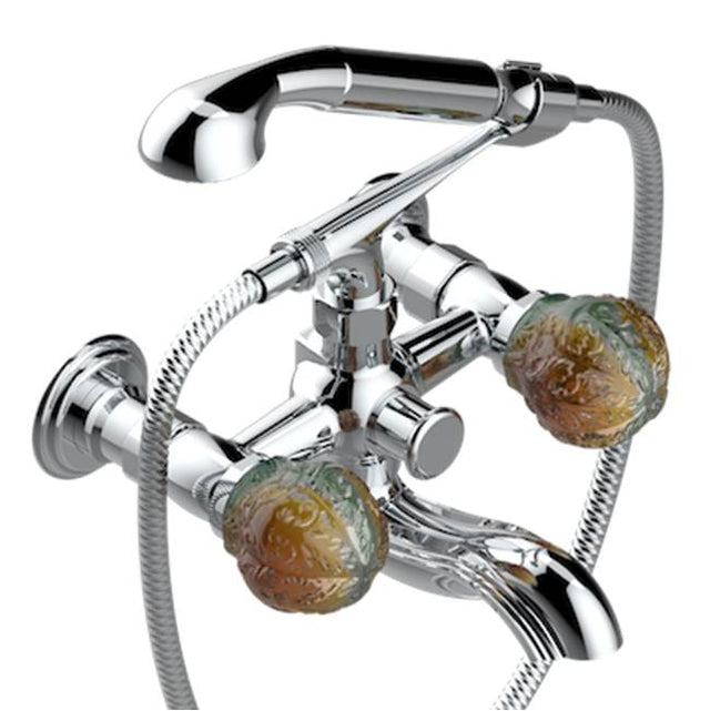 THG - Exposed Tub Filler With Cradle Handshower, Wall Mounted - Matt Umber PVD