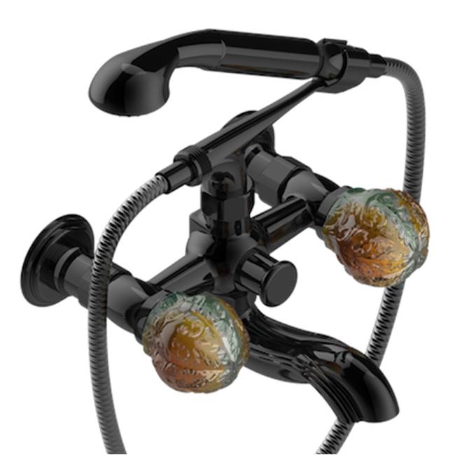 THG - Exposed Tub Filler With Cradle Handshower, Wall Mounted - Brown Bronze Color PVD