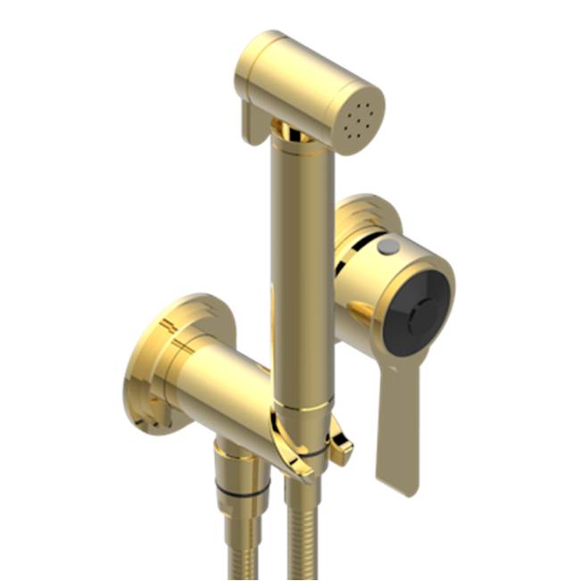 THG - Trim Only For WC Douche Includes Trigger Spray, Wall Mounted Single Lever Mixer, Reinforced Hose, Wall Outlet With Integrated Elbow And Safety Stopper - Gold Color PVD