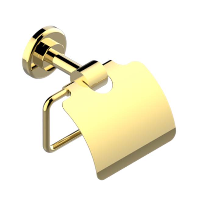 THG - Toilet Paper Holder, Single Mount With Cover - Gold Polished