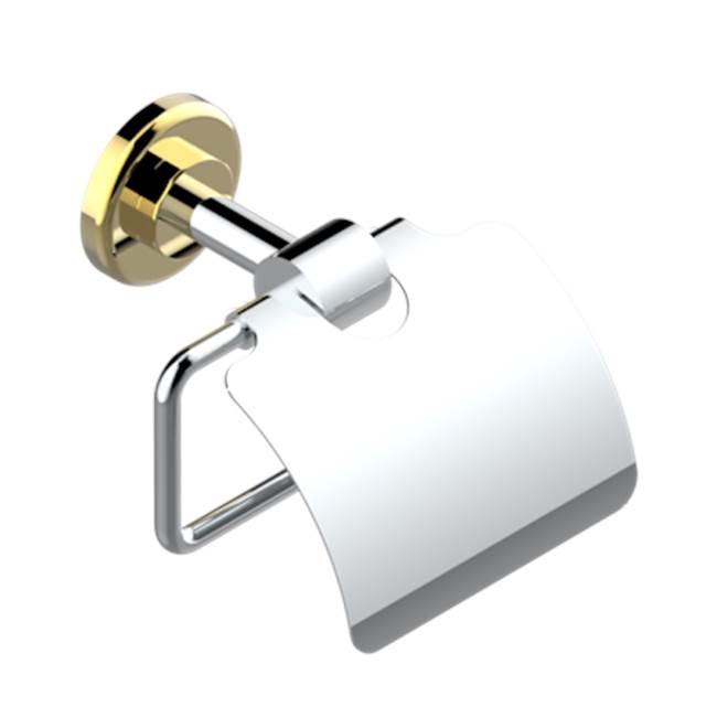 THG - Toilet Paper Holder, Single Mount With Cover - Chrome Polished Gold Polished