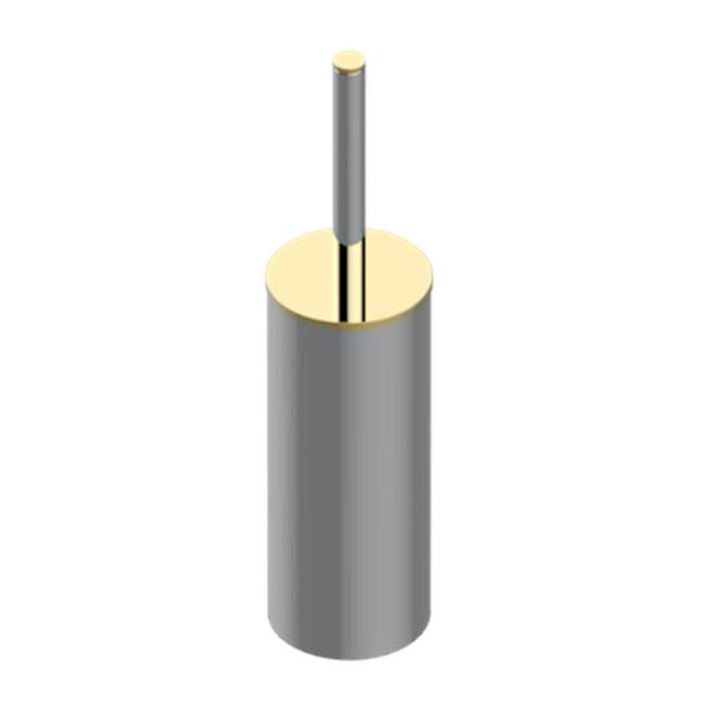 THG - Metal Toilet Brush Holder With Brush With Cover Floor Mounted - Chrome Polished Gold Polished