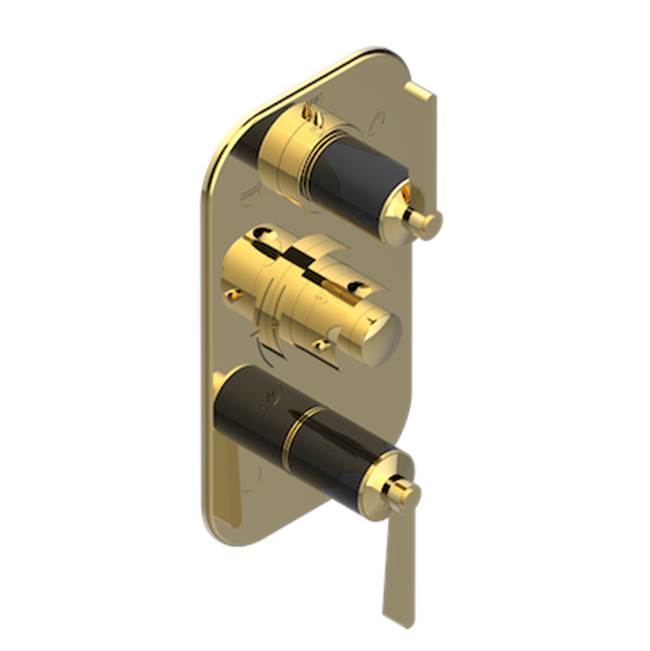 THG - Trim For Thg Thermostat 3 Functions, With One Off Function And 2 Outlets And One Single Off Function - Rough Part Supplied With Fixing Box - Gold Color PVD