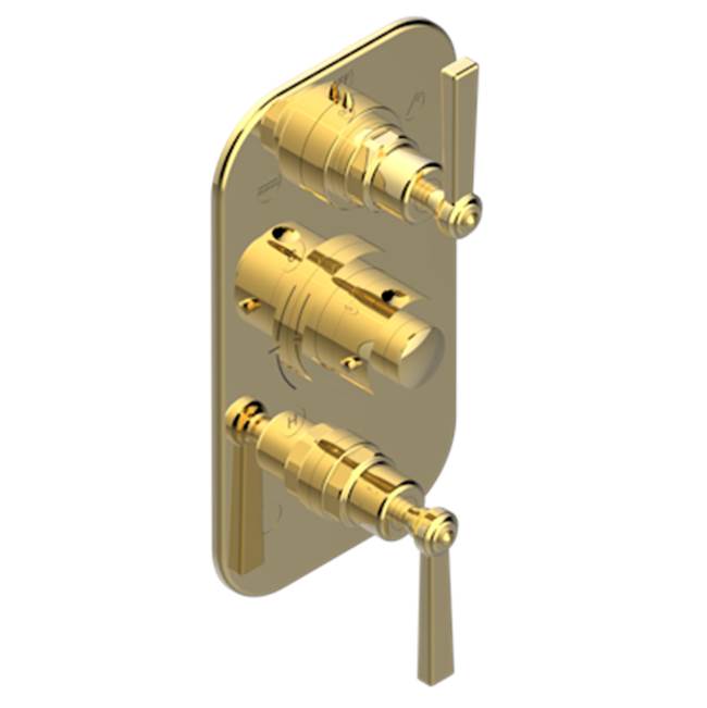 THG - Trim For Thg Thermostat 3 Functions, With One Off Function And 2 Outlets And One Single Off Function - Rough Part Supplied With Fixing Box - Gold Polished