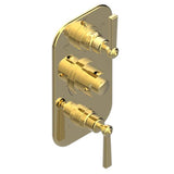THG - Trim For Thg Thermostat 3 Functions, With One Off Function And 2 Outlets And One Single Off Function - Rough Part Supplied With Fixing Box - Gold Color PVD
