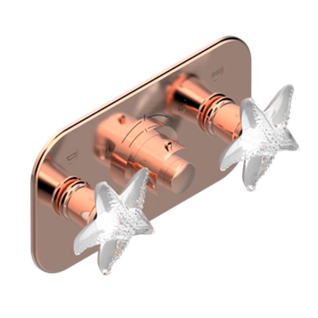 THG - Trim For Thg Thermostat With 2 Valves Ref. 5 401ahm/us Rough Part Supplied With Fixing Box, Item To Be Installed Horizontal - Blush PVD