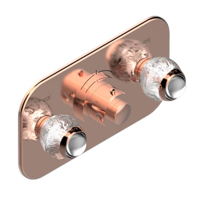 THG - Trim For Thg Thermostat With 2 Valves Ref. 5 401ahm/us Rough Part Supplied With Fixing Box, Item To Be Installed Horizontal - Blush PVD