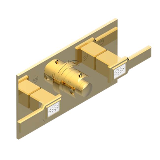 THG - Trim For Thg Thermostat With 2 Valves Ref. 5 401ahm/us Rough Part Supplied With Fixing Box, Item To Be Installed Horizontal - Gold Color PVD