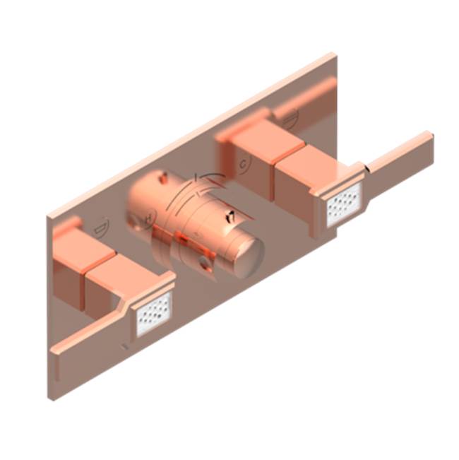 THG - Trim For Thg Thermostat With 2 Valves Ref. 5 401ahm/us Rough Part Supplied With Fixing Box, Item To Be Installed Horizontal - Blush PVD