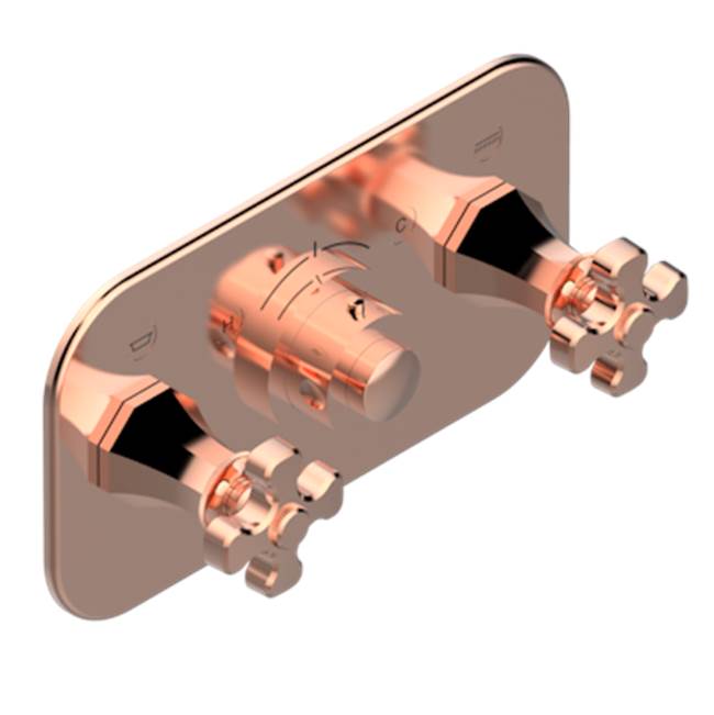 THG - Trim For Thg Thermostat With 2 Valves Ref. 5 401ahm/us Rough Part Supplied With Fixing Box, Item To Be Installed Horizontal - Blush PVD