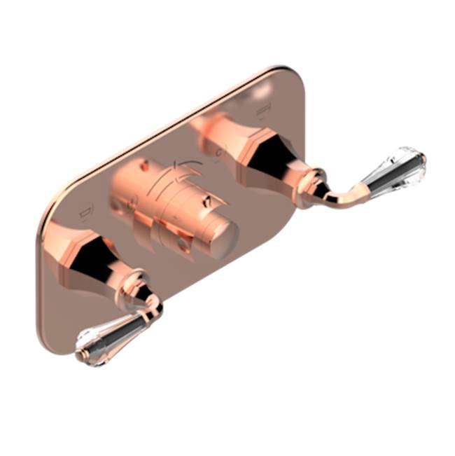 THG - Trim For Thg Thermostat With 2 Valves Ref. 5 401ahm/us Rough Part Supplied With Fixing Box, Item To Be Installed Horizontal - Blush PVD