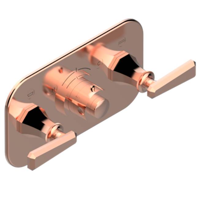 THG - Trim For Thg Thermostat With 2 Valves Ref. 5 401ahm/us Rough Part Supplied With Fixing Box, Item To Be Installed Horizontal - Blush PVD