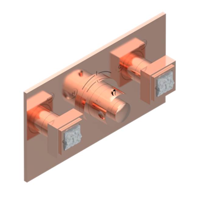THG - Trim For Thg Thermostat With 2 Valves Ref. 5 401ahm/us Rough Part Supplied With Fixing Box, Item To Be Installed Horizontal - Blush PVD