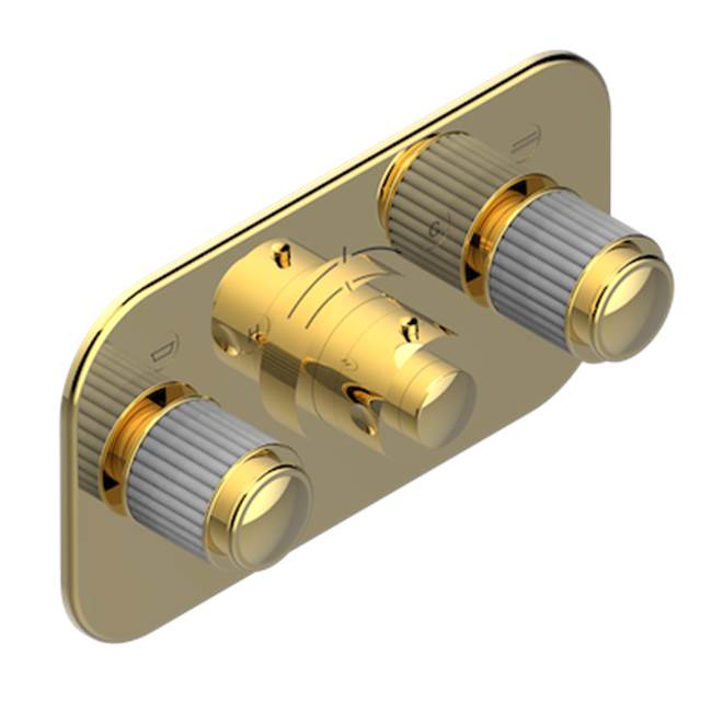 THG - Trim For Thg Thermostat With 2 Valves Ref. 5 401ahm/us Rough Part Supplied With Fixing Box, Item To Be Installed Horizontal - Gold Color PVD