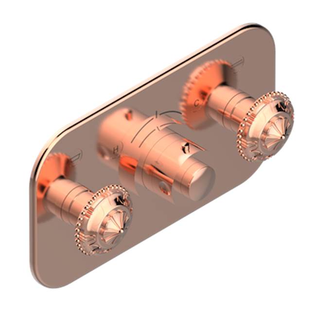 THG - Trim For Thg Thermostat With 2 Valves Ref. 5 401ahm/us Rough Part Supplied With Fixing Box, Item To Be Installed Horizontal - Blush PVD