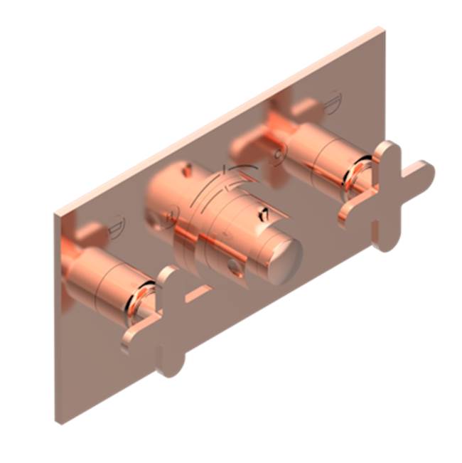 THG - Trim For Thg Thermostat With 2 Valves Ref. 5 401ahm/us Rough Part Supplied With Fixing Box, Item To Be Installed Horizontal - Blush PVD