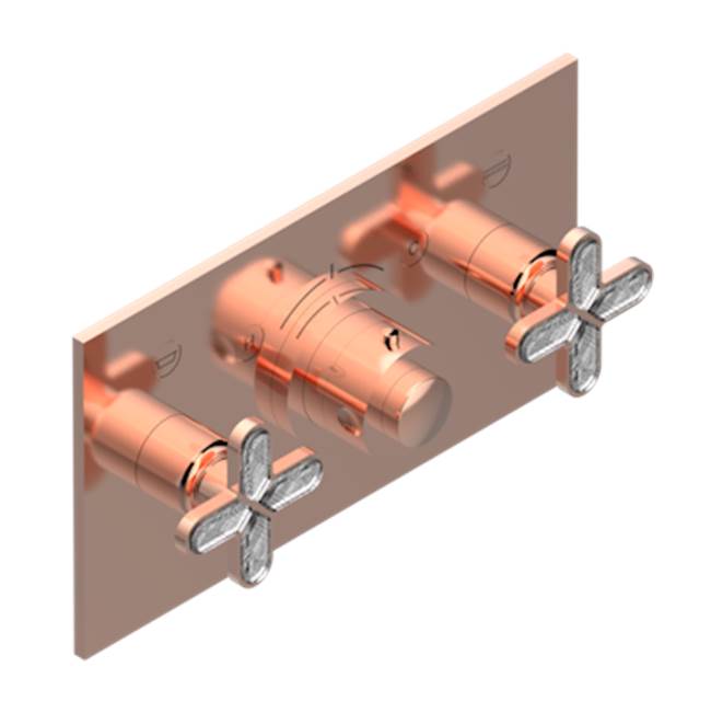 THG - Trim For Thg Thermostat With 2 Valves Ref. 5 401ahm/us Rough Part Supplied With Fixing Box, Item To Be Installed Horizontal - Blush PVD