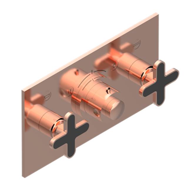THG - Trim For Thg Thermostat With 2 Valves Ref. 5 401ahm/us Rough Part Supplied With Fixing Box, Item To Be Installed Horizontal - Blush PVD