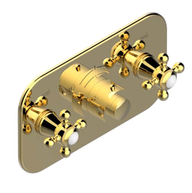 THG - Trim For Thg Thermostat With 2 Valves Ref. 5 401ahm/us Rough Part Supplied With Fixing Box, Item To Be Installed Horizontal - Gold Polished