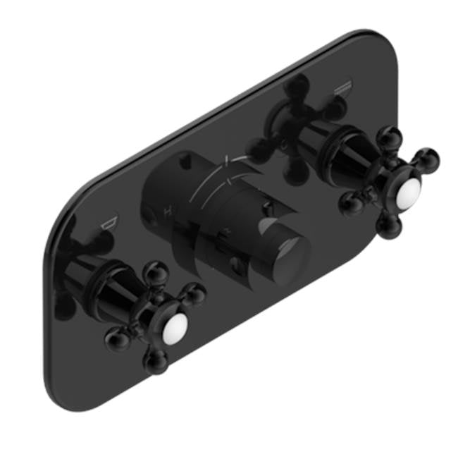 THG - Trim For Thg Thermostat With 2 Valves Ref. 5 401ahm/us Rough Part Supplied With Fixing Box, Item To Be Installed Horizontal - Brown Bronze Color PVD