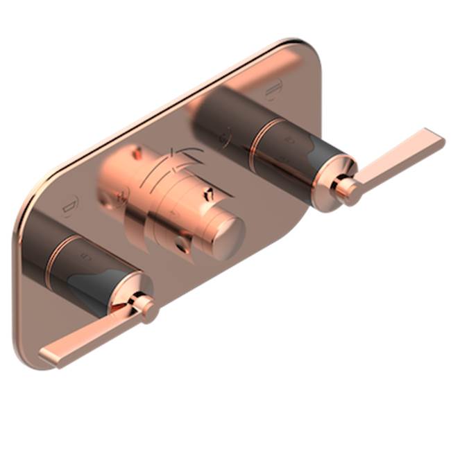 THG - Trim For Thg Thermostat With 2 Valves Ref. 5 401ahm/us Rough Part Supplied With Fixing Box, Item To Be Installed Horizontal - Blush PVD