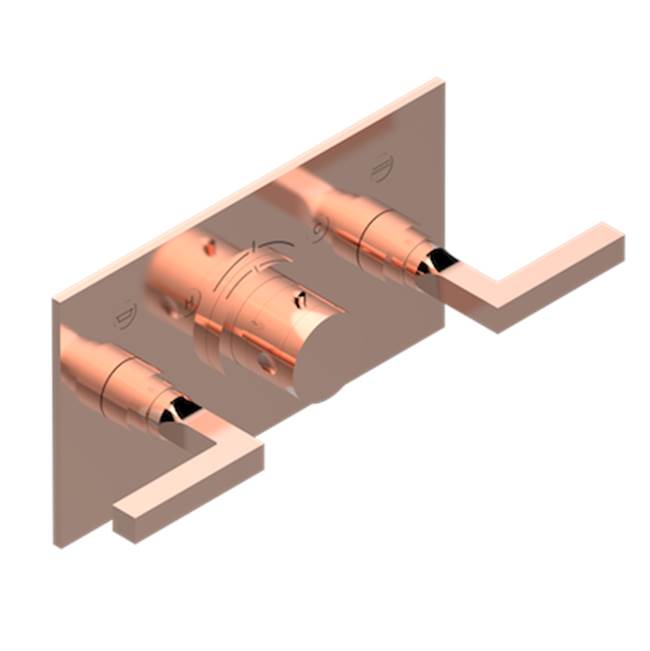 THG - Trim For Thg Thermostat With 2 Valves Ref. 5 401ahm/us Rough Part Supplied With Fixing Box, Item To Be Installed Horizontal - Blush PVD