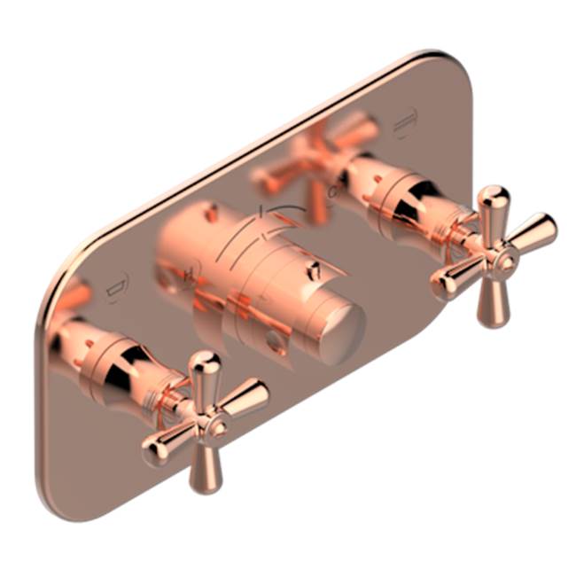 THG - Trim For Thg Thermostat With 2 Valves Ref. 5 401ahm/us Rough Part Supplied With Fixing Box, Item To Be Installed Horizontal - Blush PVD