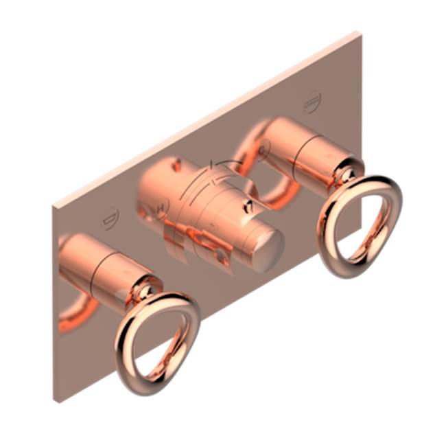 THG - Trim For Thg Thermostat With 2 Valves Ref. 5 401ahm/us Rough Part Supplied With Fixing Box, Item To Be Installed Horizontal - Blush PVD