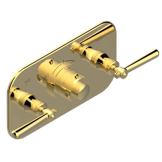 THG - Trim For Thg Thermostat With 2 Valves Ref. 5 401ahm/us Rough Part Supplied With Fixing Box, Item To Be Installed Horizontal - Gold Color PVD