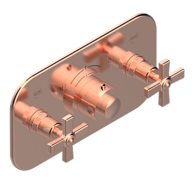 THG - Trim For Thg Thermostat With 2 Valves Ref. 5 401ahm/us Rough Part Supplied With Fixing Box, Item To Be Installed Horizontal - Blush PVD